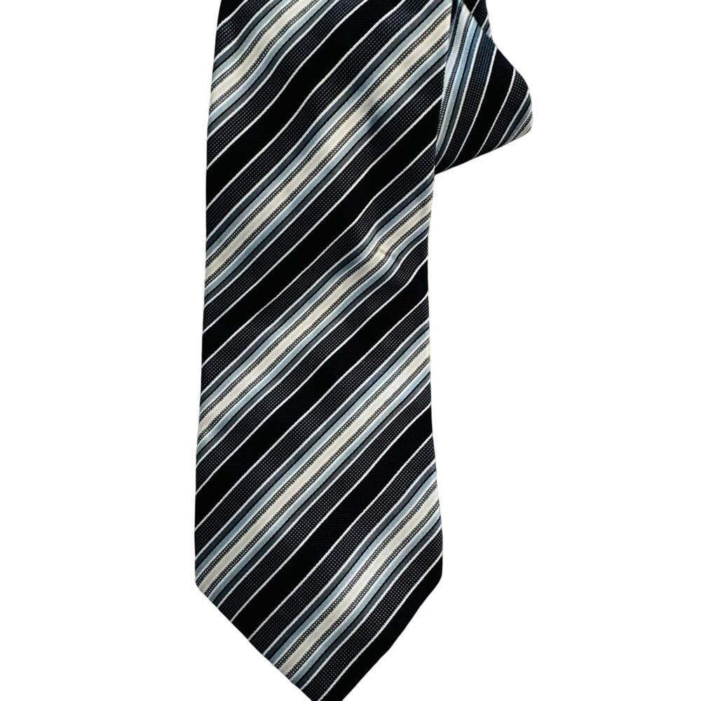 Brand New Banana Republic Black and Blue Striped Men's Tie Classic Preppy NWT
